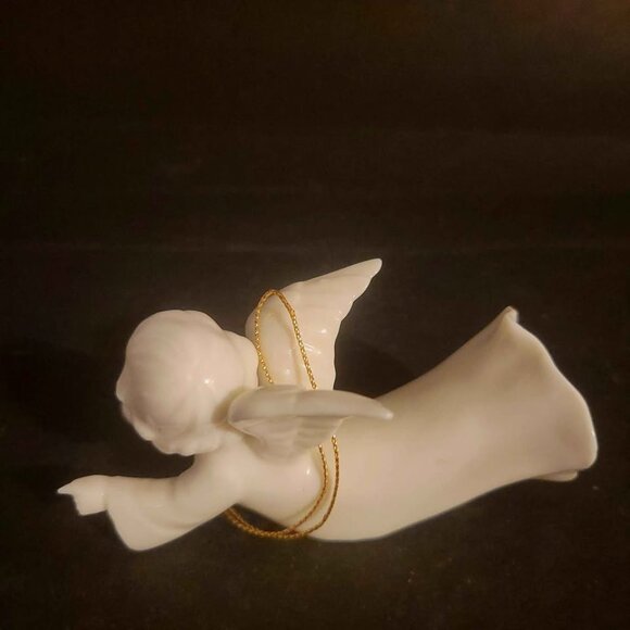 Angel With Horn Ornament Glossy White Porcelain. Made In Japan - Picture 7 of 8